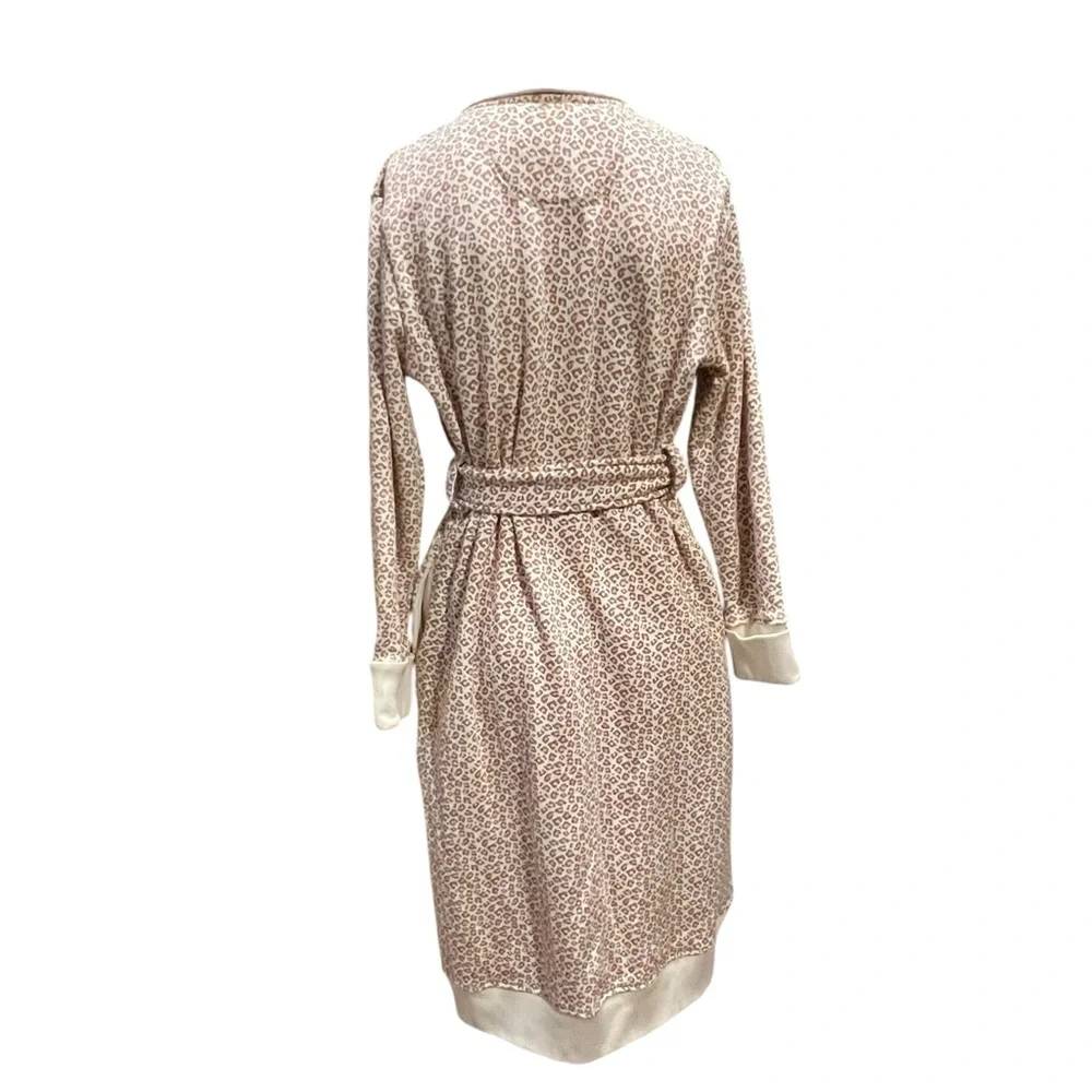 UGG Karoline Fleece Cream and Tan Leopard Print Robe Size Small